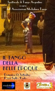 poster tango della belle epoque  con scritta SPETTACOLO